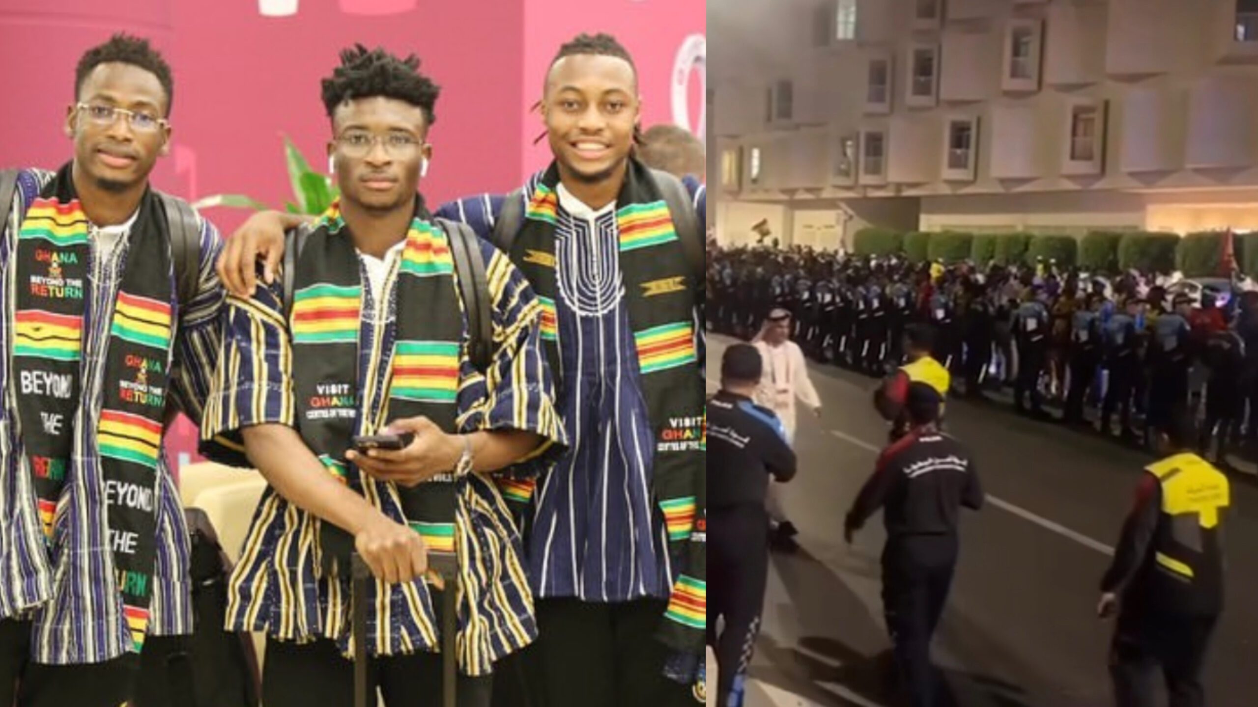 Black Stars Arrive In Qatar, Thousands Of Supporters Storm Their Hotel To Welcome Them