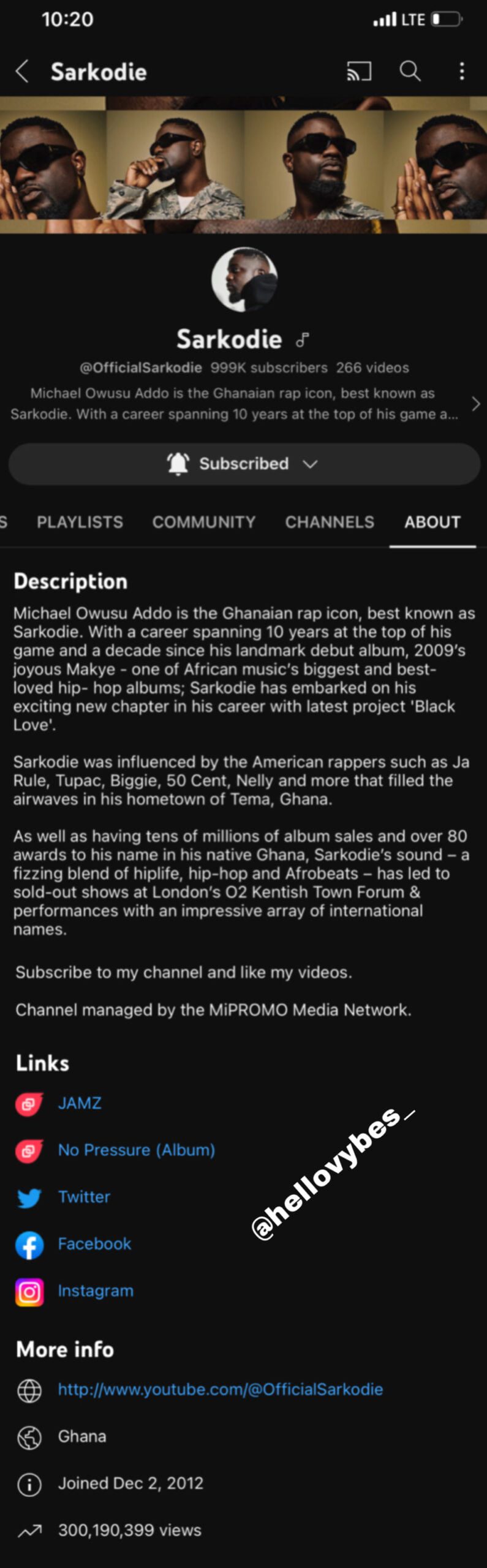 Sarkodie hits 300 million streams on YouTube