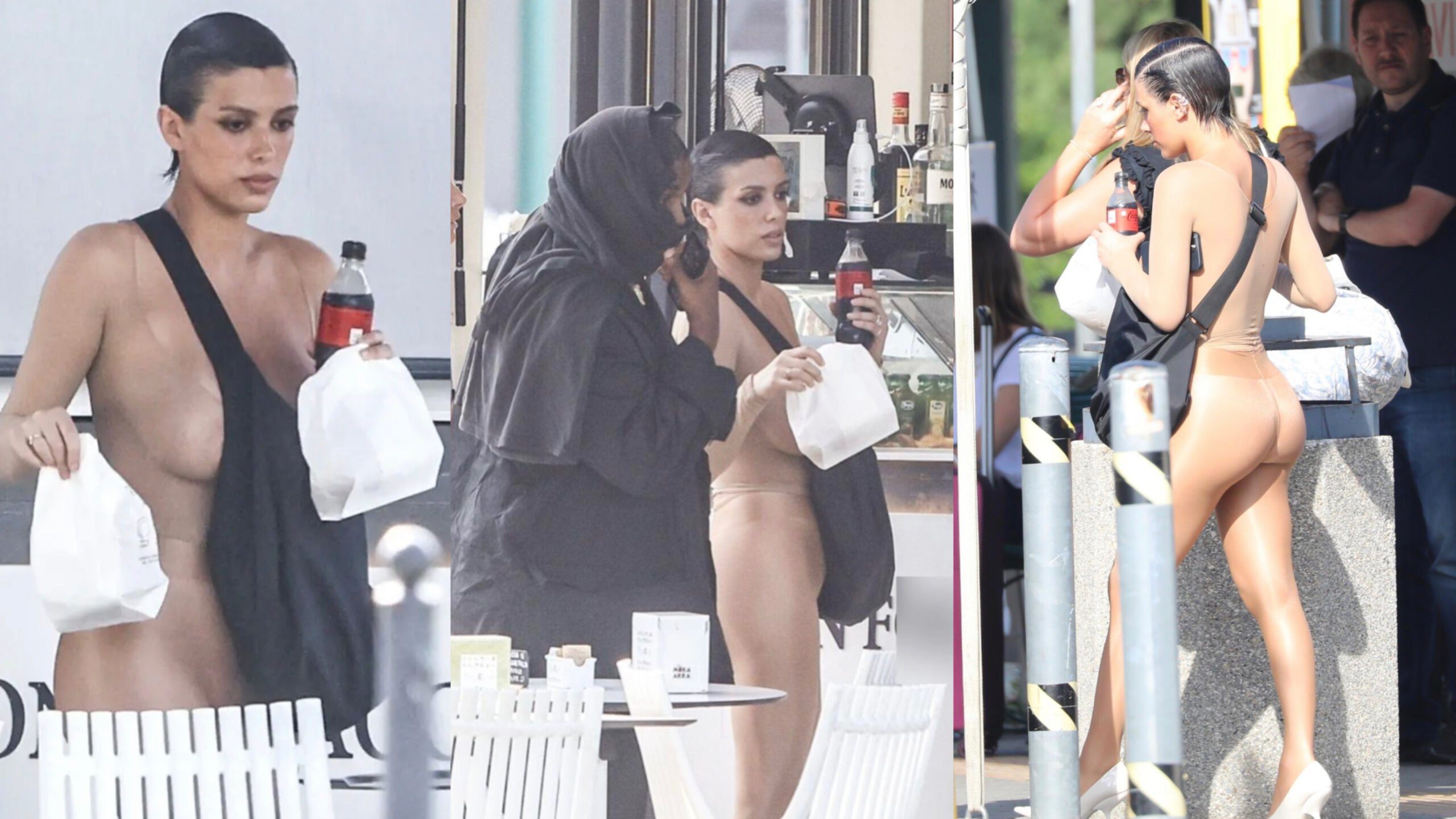 Kanye West’s Wife, Bianca Censori turns heads with her see-through ‘naked’ top and tight dress in Italy
