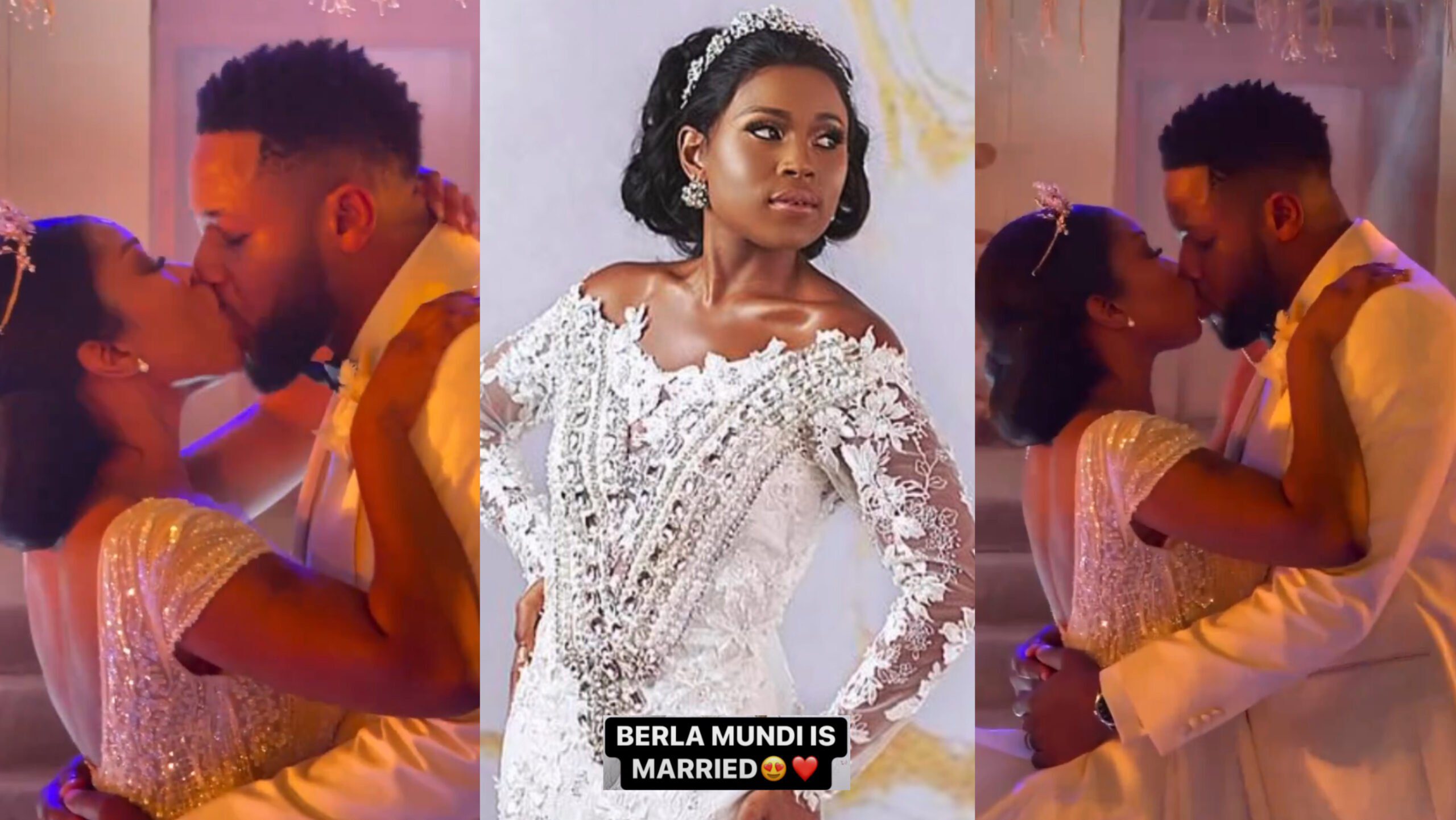 Berla Mundi and husband share passionate kiss at their private wedding ceremony (video). Berla Mundi marriage took place in Accra.