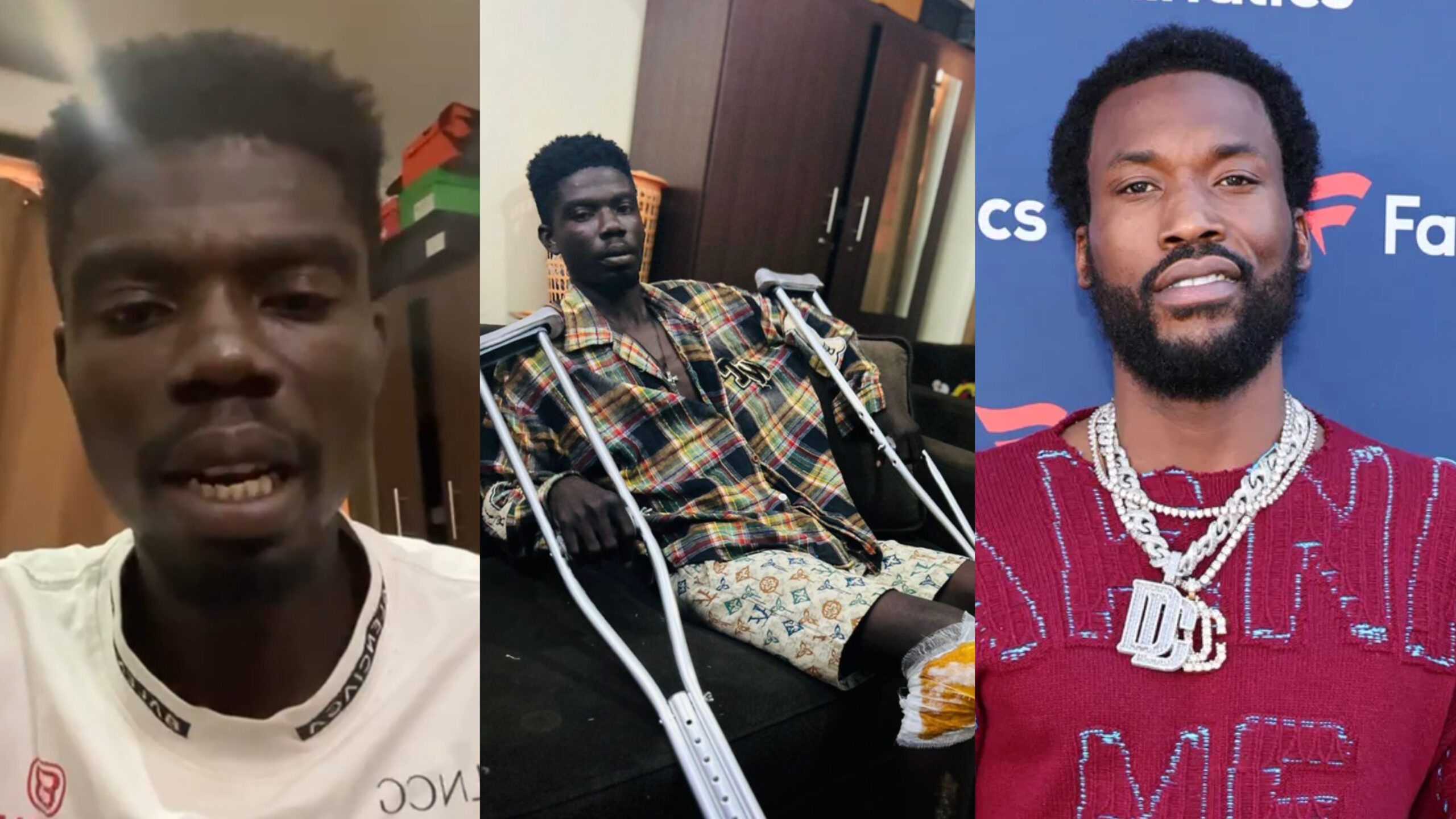 Young Ghanaian Man begs Meek Mill for financial support after involved in accident (photos + videos)