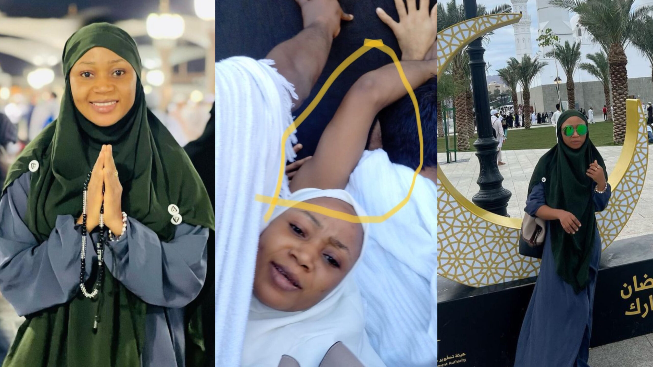 Akuapem Poloo Performs Umrah, Breaks Her Arm After Touching The ‘Kaba’ In Mecca, Saudi Arabia