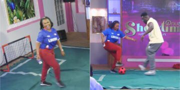 Nana Ama McBrown Displays Her Football Talent, Skillfully Scores A Goal On Onua Showtime