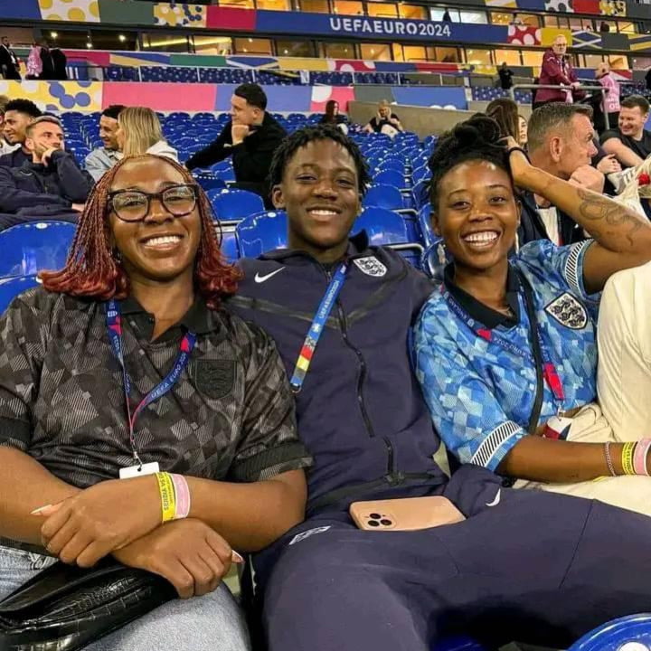 Kobbie Mainoo with his sisters Ama and Efia at UEFA Euros 2024 photo