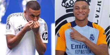 "My dream is fulfilled," says Mbappe, kissing the Real Madrid crest during unveiling at Bernabeu