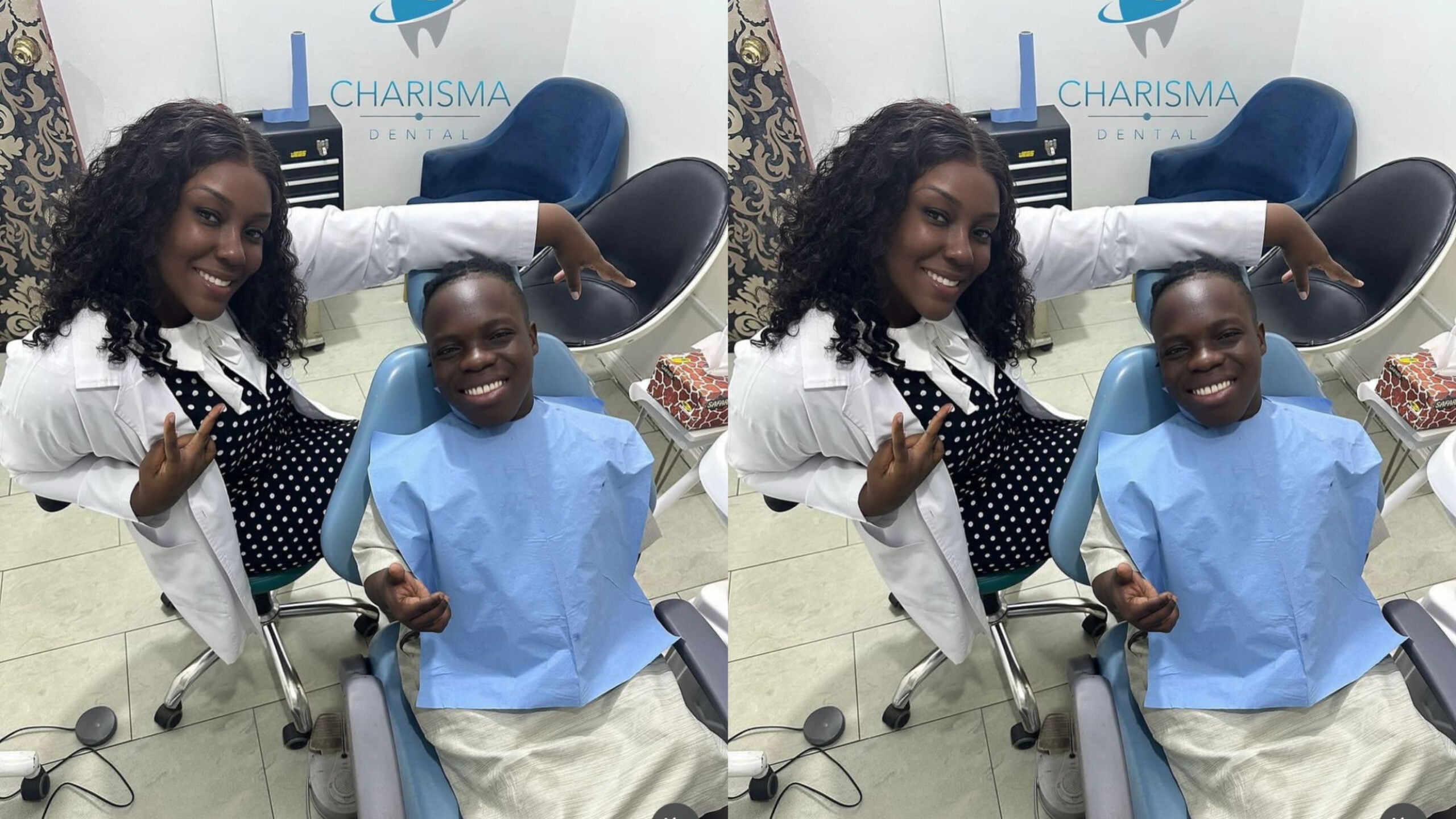 Shatta Bandle visits Stonebwoy’s wife, Dr Louisa, at work for a tooth cleaning