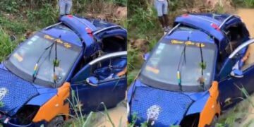 Taxi Driver in tears as girlfriend crashes his boss's car during driving lessons
