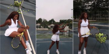 ‘Ghana Serena Williams’ - Fella Makafui Plays Tennis Ball As She Embarks On A New Career Journey (Photos)