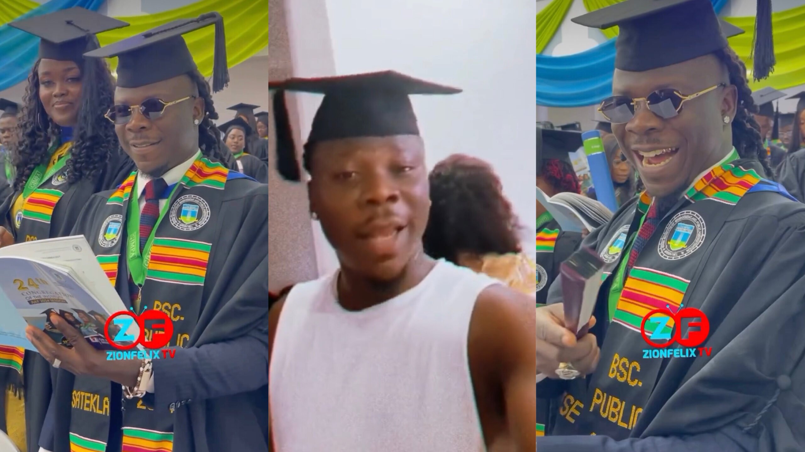 “Only jonkies don’t graduate”: Stonebwoy shades as he takes an oath as an alumnus of GIMPA – WATCH