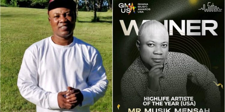 Mr. Muzic Mensah Wins 'Best Highlife Artist of the Year' at Ghana Music Awards USA