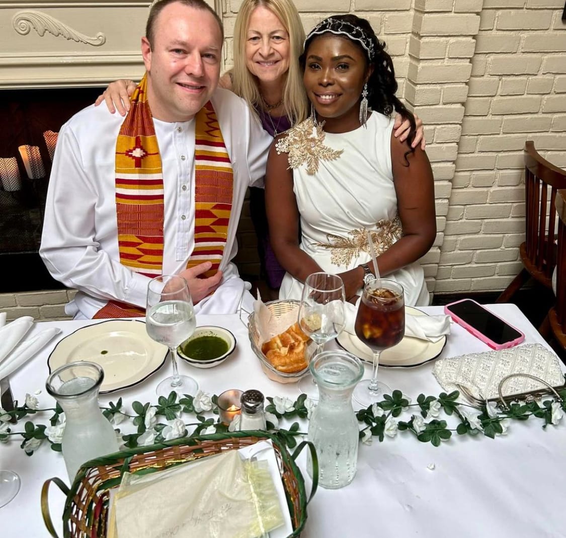 Kwaku Manu ex-wife Naa Okailey and white husband Tim photos source: @okaale_nyarko instagram