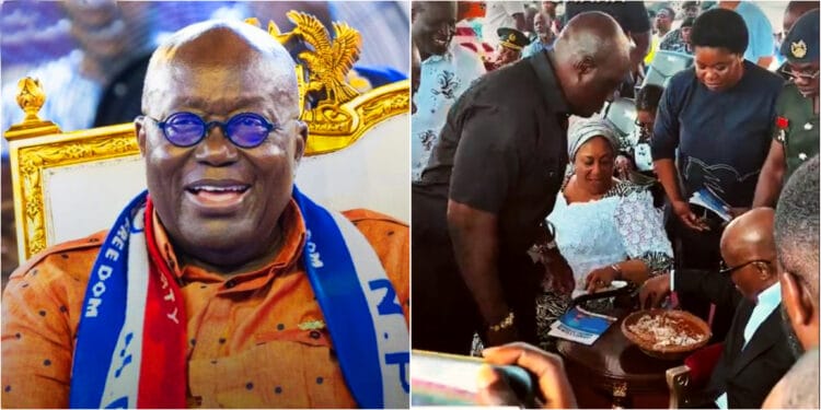 VIDEO: President Akufo-Addo Enjoys Ga Kenkey in Public Like an Ordinary Ghanaian