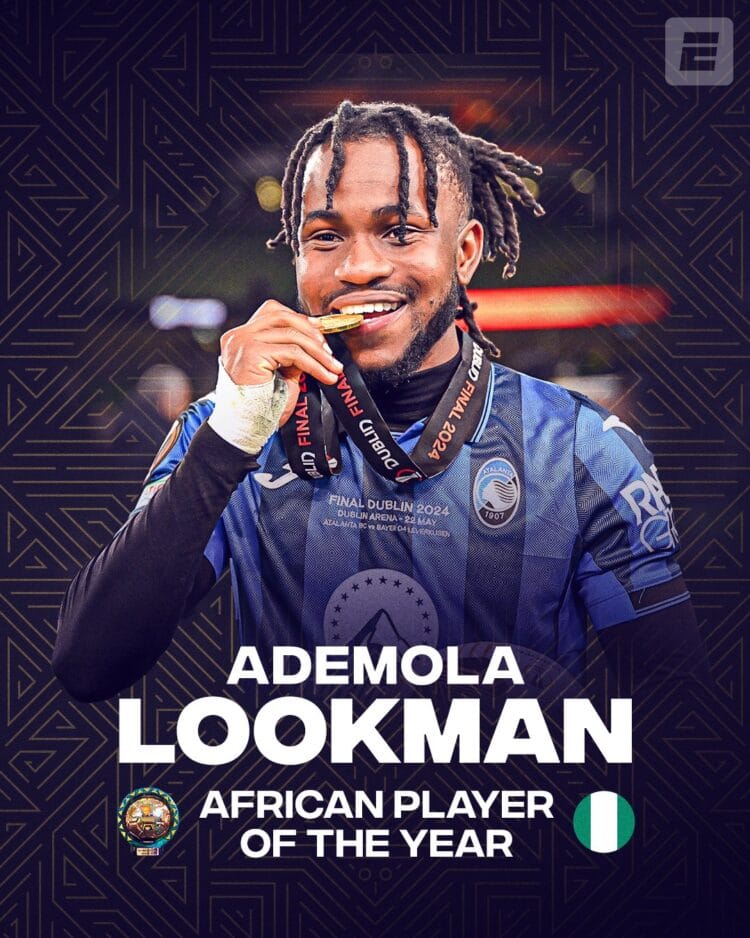 Nigerian Star Ademola Lookman Wins 2024 African Player of the Year