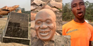 Statue of Former President Nana Akufo-Addo Completely Destroyed in Sekondi (Video)