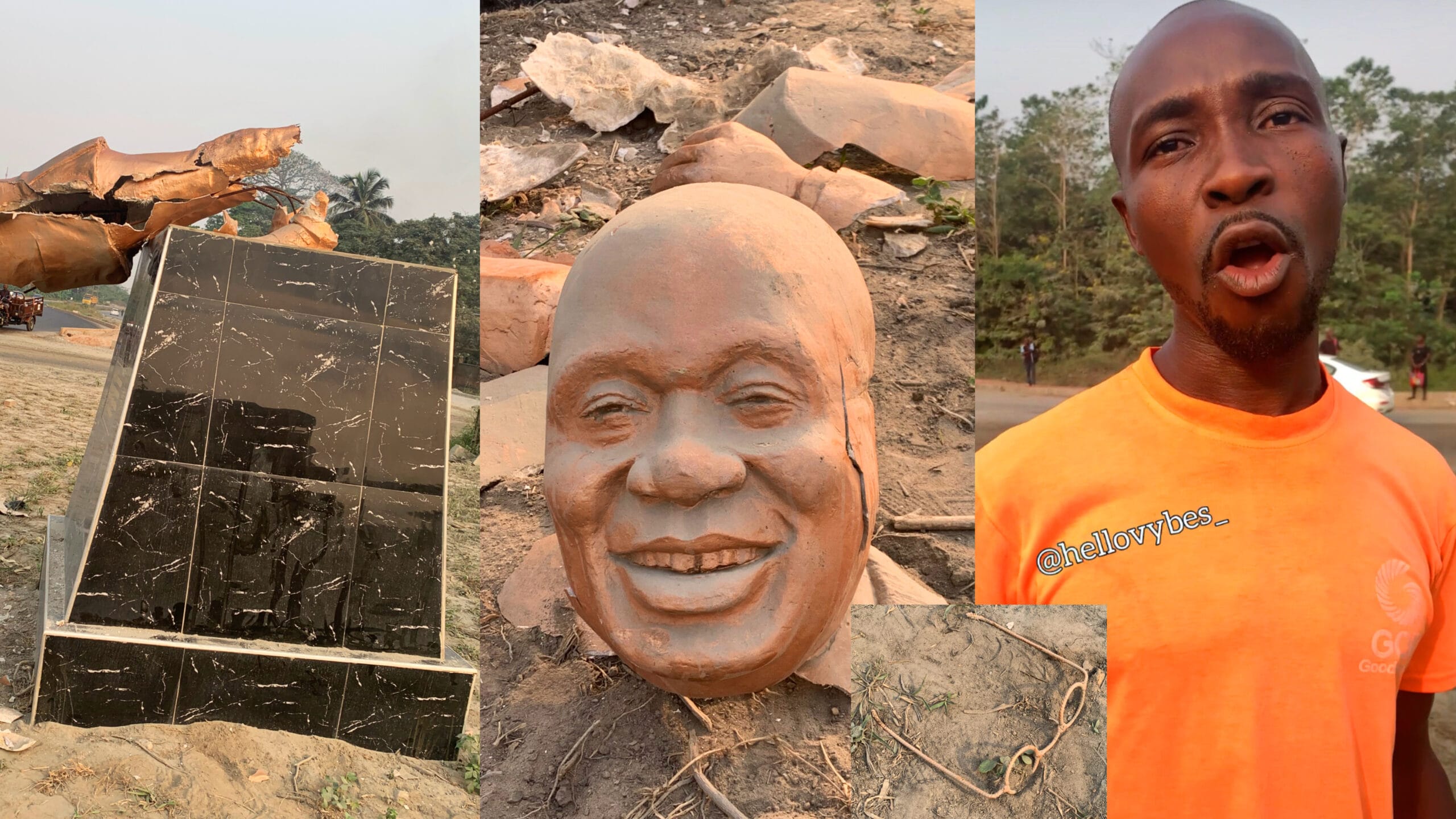 Statue of Former President Nana Akufo-Addo Completely Destroyed in Sekondi (Video)