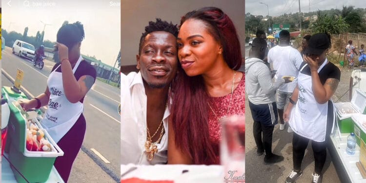 VIDEO: Shatta Wale’s Ex-Fiancée Michy Sells Fruit Juice By The Roadside