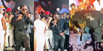 Watch as Stonebwoy Allegedly Picks Money From Stage During Davido & Chioma’s Wedding Performance