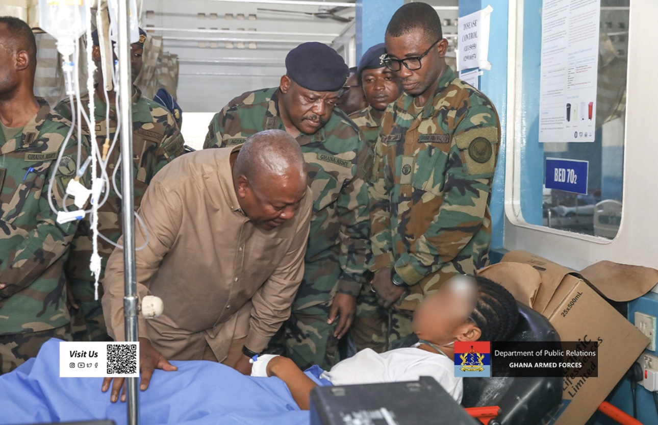 President John Mahama visits El Wak Stadium GAF victims