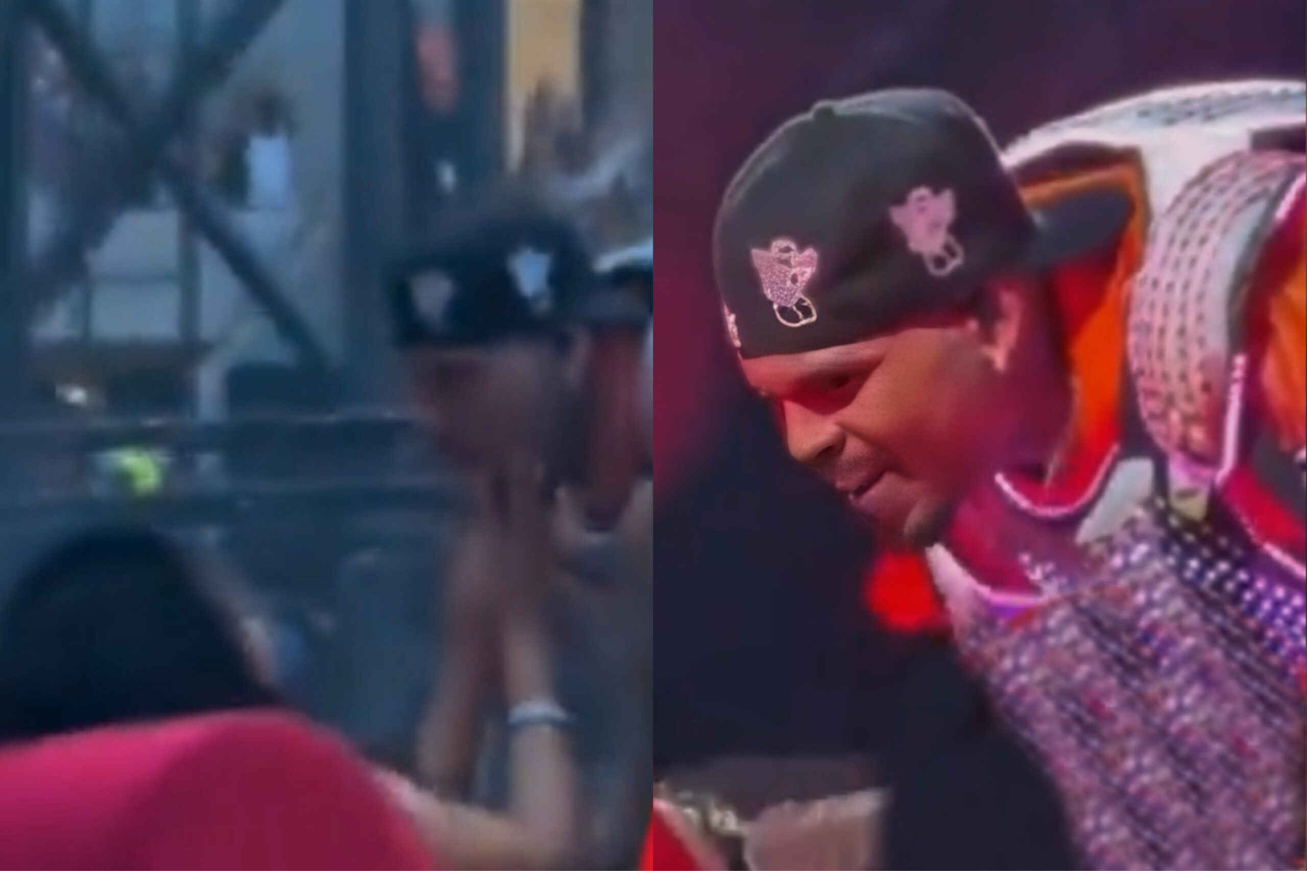 Chris Brown and woman kiss