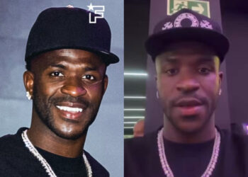 Vinicius Jr. showing his new appearance after a reported chin harmonisation procedure