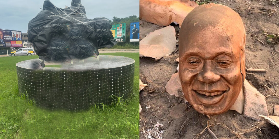 Akufo-Addo statue new and old photo