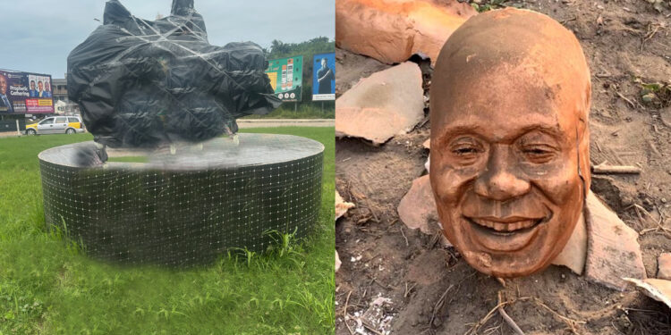 Akufo-Addo statue new and old photo