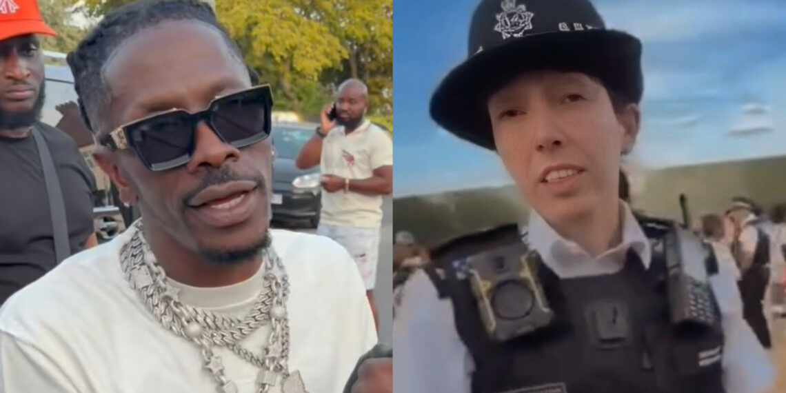 UK Police officers storm the Shatta Fest UK 2026 concert grounds in London as they order mass evacuation of fans after gas explosion and overcrowding at Shatta Wale's London show