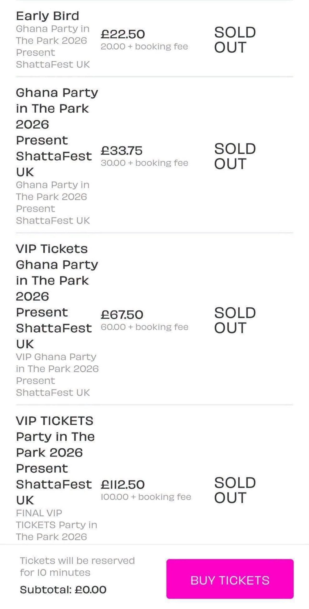Screenshot of Shatta Wales’s post about Shatta Fest Sold out photo credit: Charles Nii Armah Mensah 